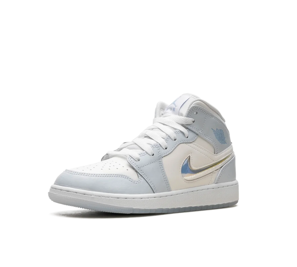 Tênis Nike Air Jordan Mid 'Glitter Swoosh' Branco / Azul
