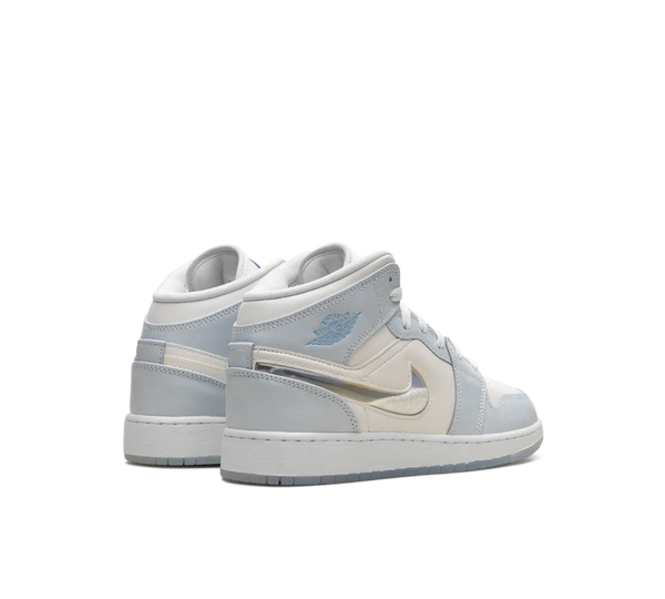 Tênis Nike Air Jordan Mid 'Glitter Swoosh' Branco / Azul
