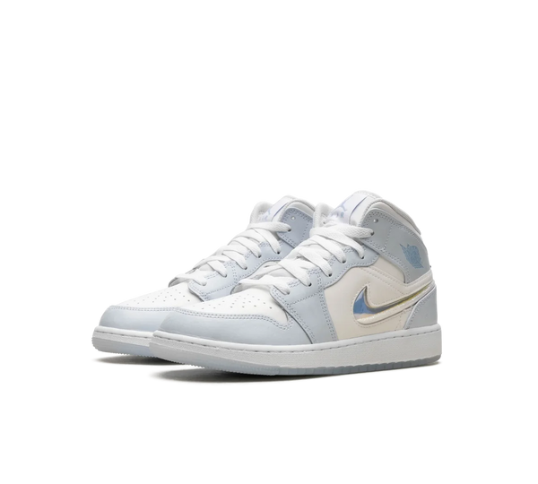 Tênis Nike Air Jordan Mid 'Glitter Swoosh' Branco / Azul