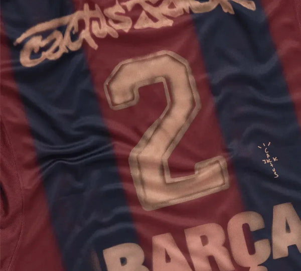 Camiseta Travis Scott x Nike FC Barcelona 'Retro 2000/01 Home Skeleton' Azul / Vermelho