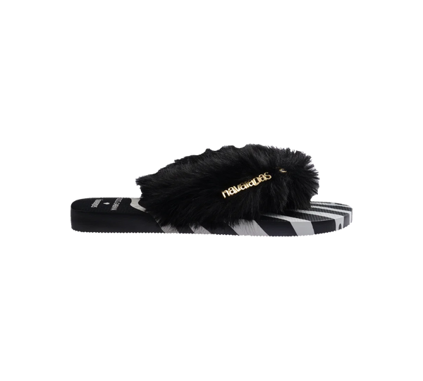 Chinelo Havaianas Dolce&Gabbana Faux Fur 'Zebra' Preto / Branco
