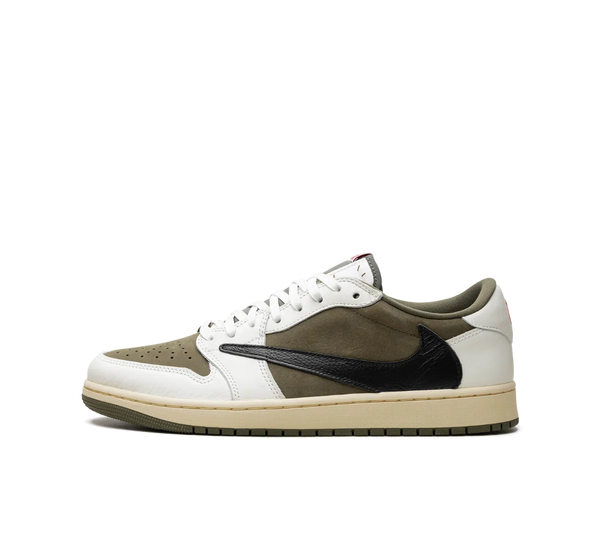 Tênis Nike Air Jordan 1 Low OG x Travis Scott 'Medium Olive' Verde / Branco