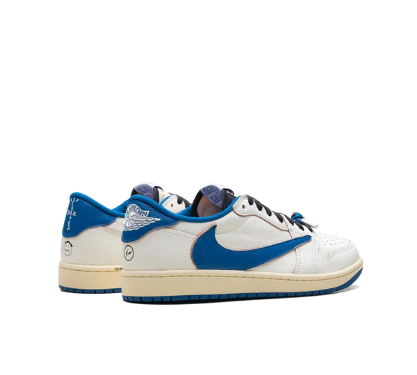 Tênis Nike Air Jordan 1 Low x Travis Scott x Fragment 'Sail Military Blue' Branco/Azul