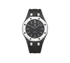 Relógio Swatch x Audemars Piguet Bioceramic Royal Pop 'Ocho Negro' Preto com Pulseira – relógio montado no case com pulseira em borracha, vista frontal