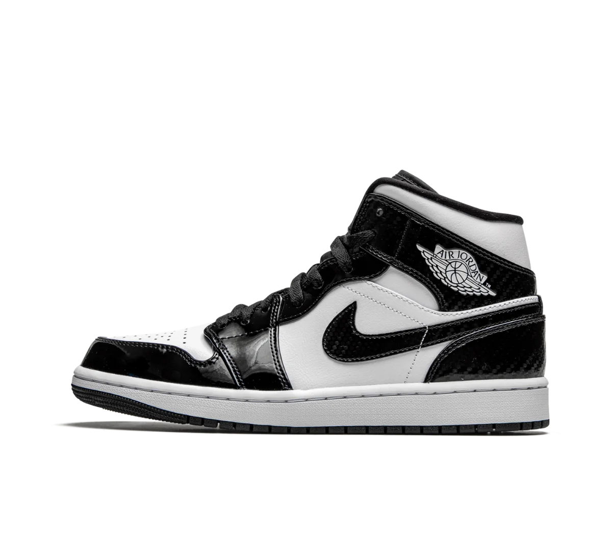 Tênis Nike Air Jordan 1 Mid 'Carbon Fiber' Preto / Branco