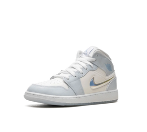 Tênis Nike Air Jordan Mid 'Glitter Swoosh' Branco / Azul – foto 2