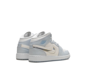 Tênis Nike Air Jordan Mid 'Glitter Swoosh' Branco / Azul – foto 4