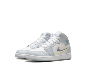 Tênis Nike Air Jordan Mid 'Glitter Swoosh' Branco / Azul – foto 3