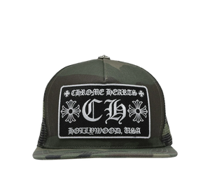 Boné Chrome Hearts 'CH Hollywood Trucker Hat Camo' Camuflado – frente