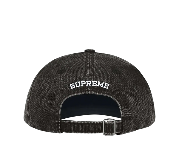 Boné Supreme 'Pigment Coated Canvas S Logo 6-Panel Black' Preto