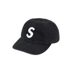 Boné Supreme Washed Canvas S Logo 6 Panel 'FW26 Black' Preto