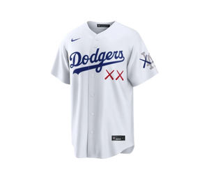 Camisa KAWS x Nike 'MLB Stadium Los Angeles Dodgers Jersey White' Branco – frente
