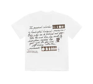 Camiseta AP x Travis Scott 'Perpetual Calendar Tee White' Branco – frente