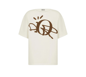 Camiseta Dior x Cactus Jack 'Oversized T-shirt White/Brown' Branco / Marrom – frente