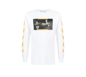 Camiseta Off-White 'Caravaggio Saint Jerome Writing Print Longsleeve T-Shirt White Yellow' Branco – frente