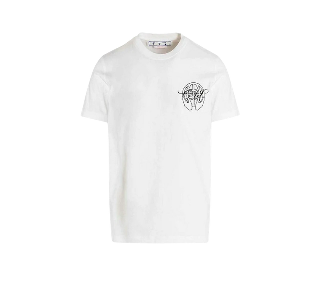 Camiseta Off-White 'Hand Arrow Tee White/Black' Branco / Preto – frente