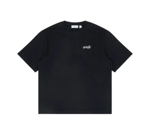Camiseta Off-White 'Paint Splatter Arrow Diag Skate Fit Tee Black' Preto – frente