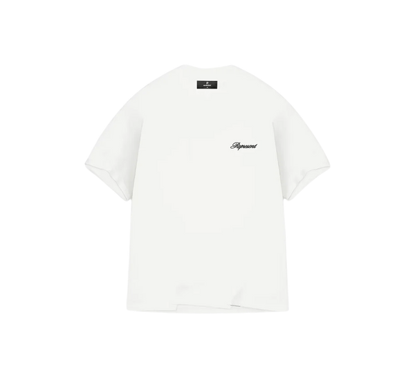 Camiseta Represent 'Script Logo Flat White' Branco