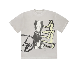 Camiseta Travis Scott 'Cactus Jack + KAWS For Fragment Tee Aged Yellow' Cinza – frente