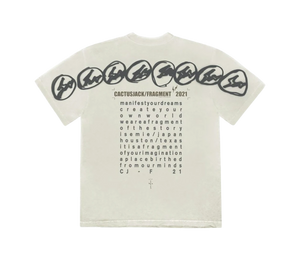 Camiseta Travis Scott x Fragment 'Manifest T-shirt White' Branco – costas