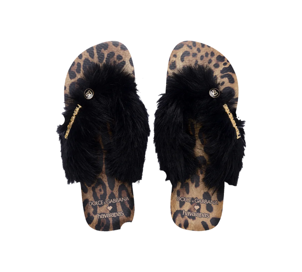Chinelo Havaianas Dolce&Gabbana Faux Fur 'Rose Gold'