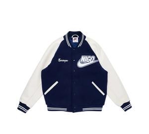 Jaqueta Nike x Nigo 'NRG Varsity Jacket Navy' Azul-marinho – frente