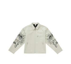 Jaqueta Supreme 'Y's by Yohji Yamamoto Leather Jacket White' Branco – frente