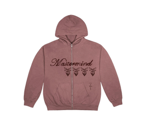 Moletom Cactus Jack x Mastermind Japan 'Skull Zip Up Hoodie Mauve' Rosa – frente