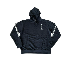 Moletom Chrome Hearts 'Plus Cross Allover Print With Horseshoe Logo Hoodie Black' Preto – frente