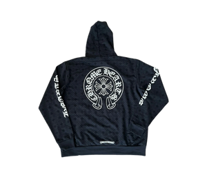 Moletom Chrome Hearts 'Plus Cross Allover Print With Horseshoe Logo Hoodie Black' Preto – costas