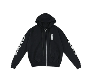 Moletom Chrome Hearts 'Vertical Logo Zip Up Hoodie Black/White' Preto / Branco – frente