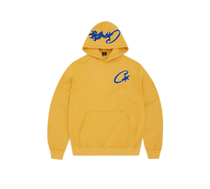 Moletom Corteiz 'Satin C Star Appliqué Hoodie Mustard' Mostarda – frente