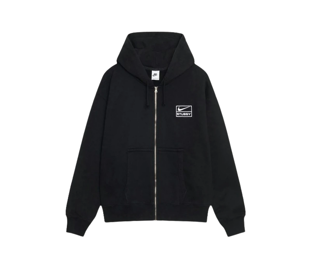 Moletom Stussy x Nike 'Stone Washed Fleece Zip Hoodie Black' Preto – frente