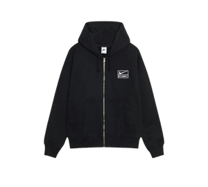 Moletom Stussy x Nike 'Stone Washed Fleece Zip Hoodie Black' Preto – frente