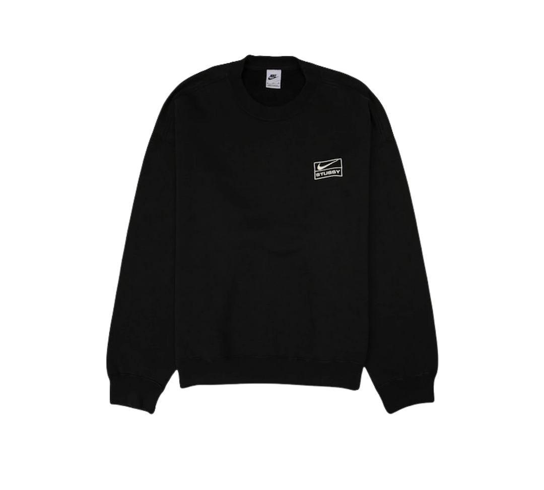 Moletom Nike x Stussy 'Wash Crew Fleece Black' Preto – frente