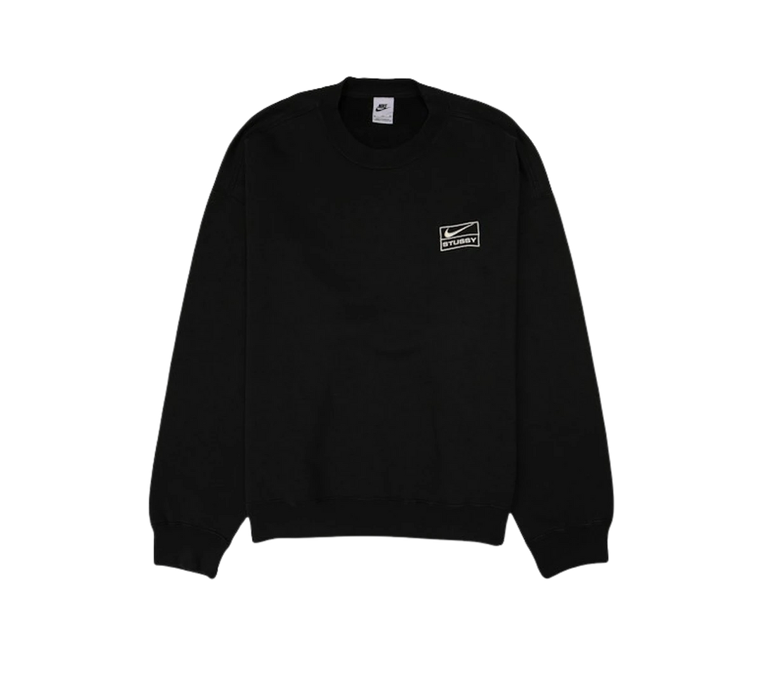 Moletom Nike x Stussy 'Wash Crew Fleece Black' Preto – frente