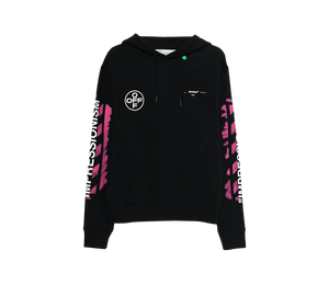 Moletom Off-White 'Diag Stencil Hoodie Black/Multicolor' Preto / Rosa – frente