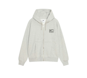 Moletom Stussy x Nike 'Fleece Zip Hoodie Grey Heather' Cinza – frente
