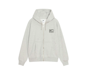 Moletom Stussy x Nike 'Fleece Zip Hoodie Grey Heather' Cinza – frente