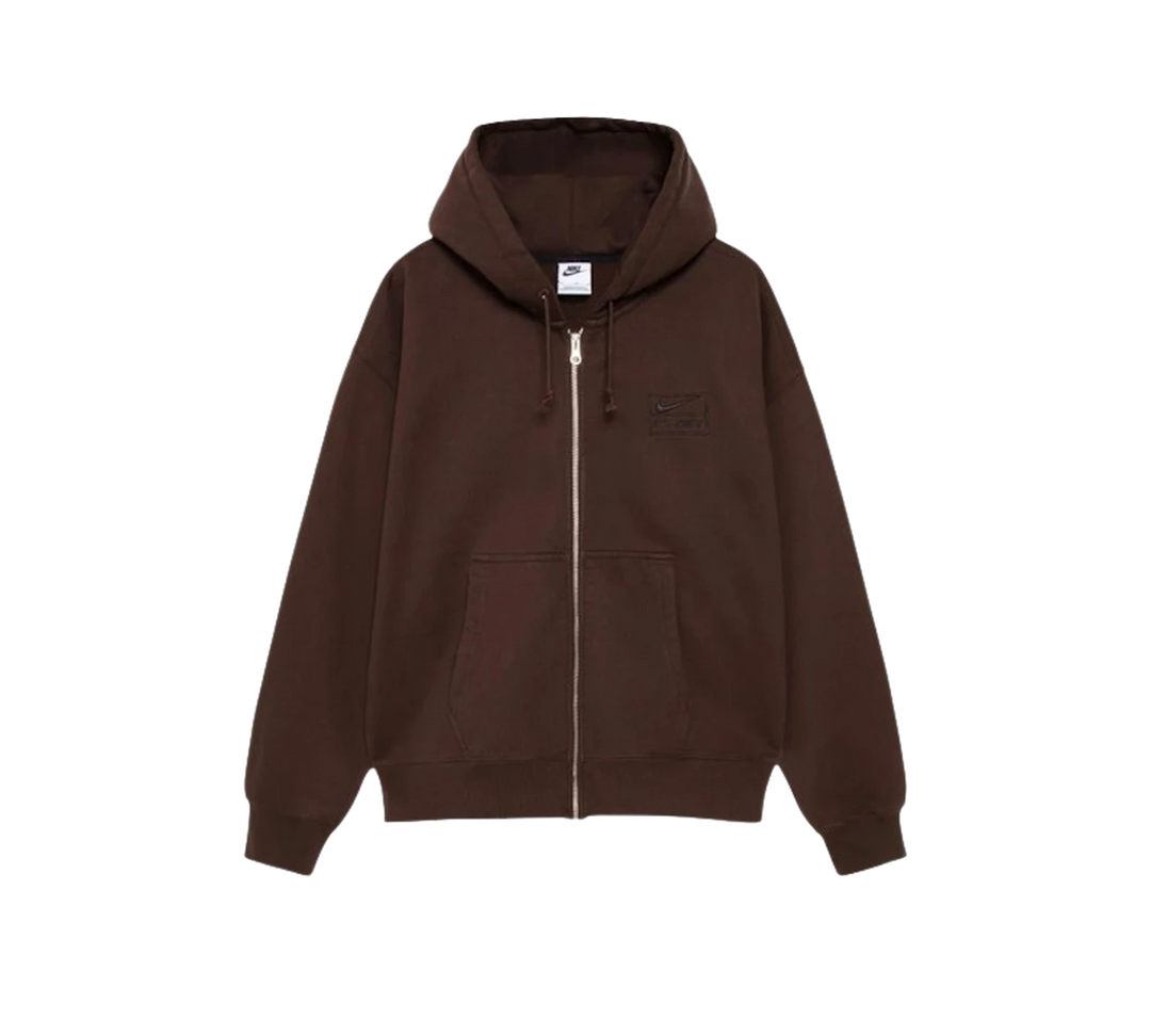 Moletom Stussy x Nike 'Stone Washed Fleece Zip Hoodie Dark Cinder' Marrom – frente