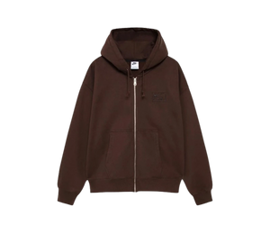 Moletom Stussy x Nike 'Stone Washed Fleece Zip Hoodie Dark Cinder' Marrom – frente