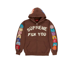 Moletom Supreme 'F**k You Zip Up Hooded Sweatshirt Brown' Marrom – frente