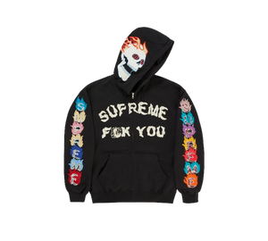 Moletom Supreme 'F**k You Zip Up Hooded Sweatshirt Black' Preto – frente