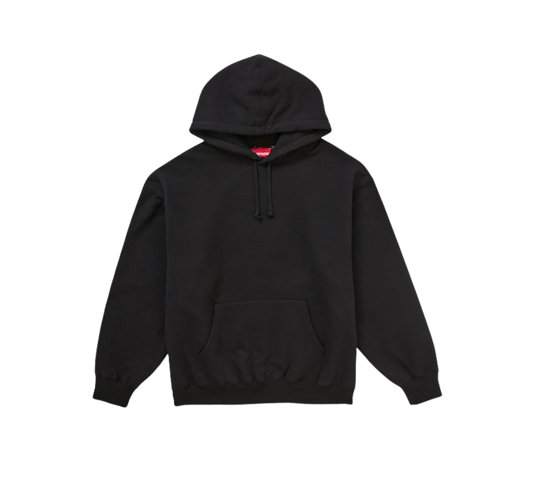 Moletom Supreme 'Satin Applique Hooded Sweatshirt Black' Preto – frente