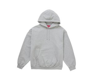 Moletom Supreme 'Satin Applique Hooded Sweatshirt Heather Grey' Cinza – frente
