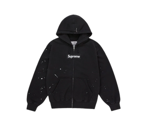Moletom Supreme x MM6 Maison Margiela 'Box Logo Zip Up Hooded Sweatshirt Black' Preto – frente