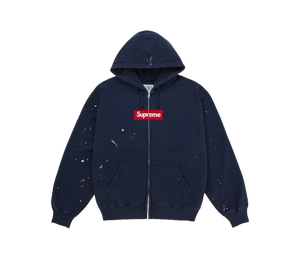 Moletom Supreme x MM6 Maison Margiela 'Box Logo Zip Up Hooded Sweatshirt Navy' Azul – frente