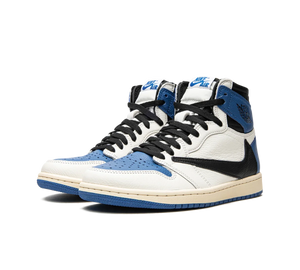 Tênis Nike Air Jordan 1 High OG SP x Travis Scott x Fragment 'Military Blue' Branco / Azul – foto 3