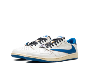 Tênis Nike Air Jordan 1 Low x Travis Scott x Fragment 'Sail Military Blue' Branco/Azul – foto 3