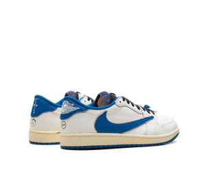 Tênis Nike Air Jordan 1 Low x Travis Scott x Fragment 'Sail Military Blue' Branco/Azul – foto 4